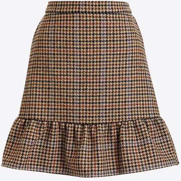 J. Crew Dresses & Skirts - Jcrew Wool Houndstooth Flounce Mini Skirt Size 4